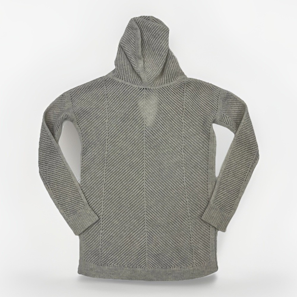 Autumn Cashmere XS Sweater 100% Cashmere Hooded Open Knit Gray Sand Soft Cozy - Picture 6 of 12